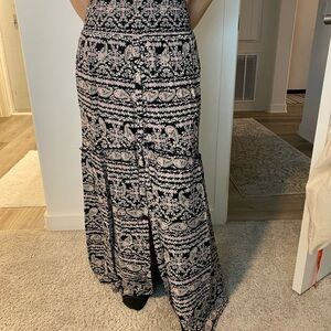 Patrons of Peace Black and White Trumpet Maxi Skirt